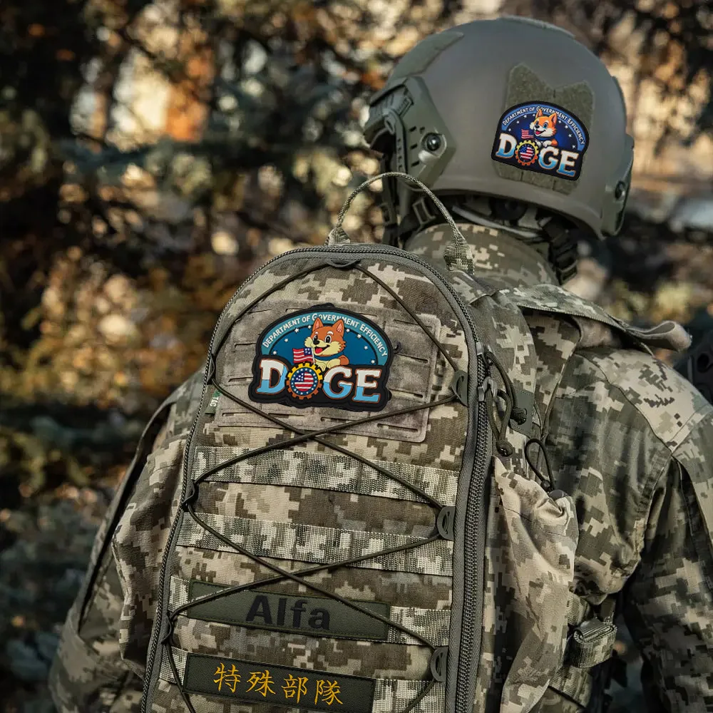 DOGE ПВХ нашивка резиновый принт тактический значок флаг США милая повязка с