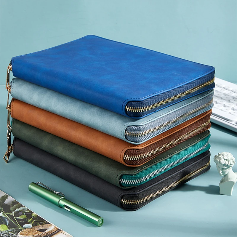 

Блокнот А5 на спирали, Кожаная Обложка для записей и журналов, портфель для деловых менеджеров, офисные канцтовары на молнии