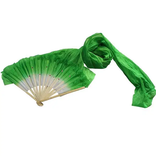 1PCS Red Yellow Blue Pretty Hand Made Belly Dancing Fans Tools Beautiful Simulation Bamboo Long Veils Fans images - 6