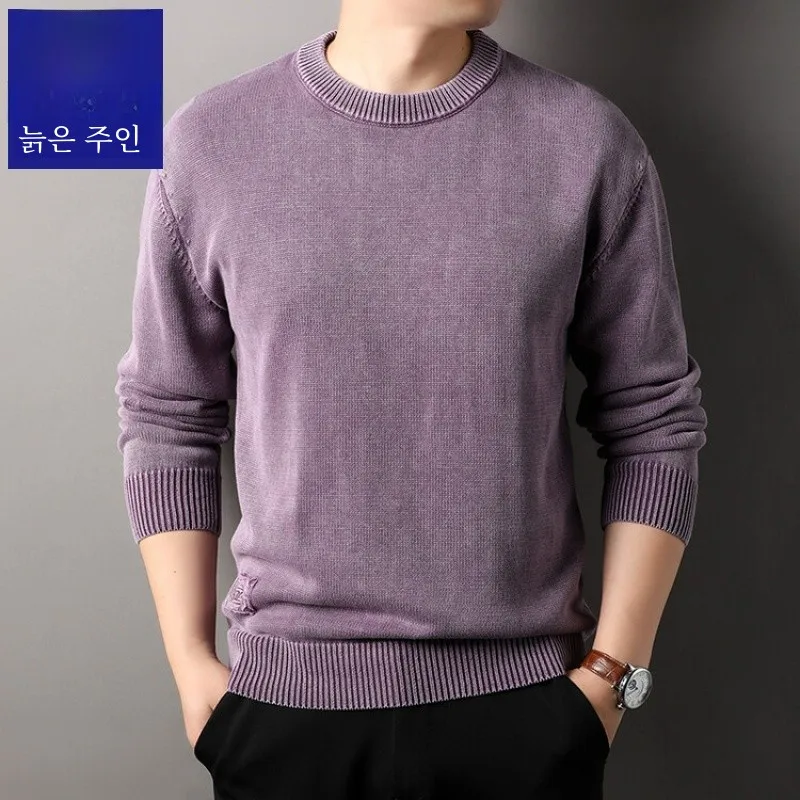 Classic Car Autumn and Winter Thickened Ecological Cotton round Neck Hoodie Men's Drop Shoulder Sleeve Loose Retro Trendy Kni...