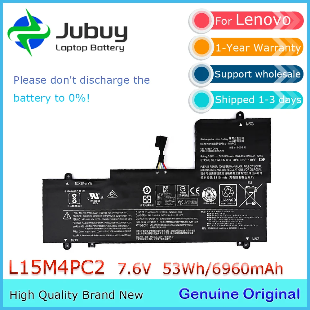 L15M4PC2 7 6 В 53 Втч оригинальный аккумулятор для ноутбука Lenovo Ideapad Yoga 710-14IKB 710-14ISK 710-151KB