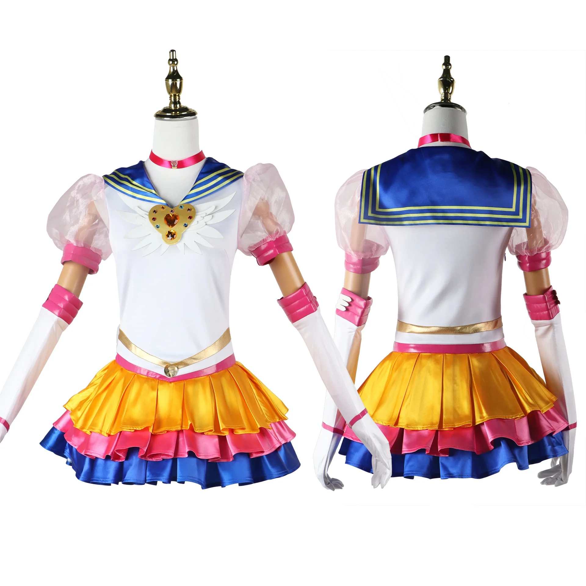 

Костюм для косплея аниме Usagi, изготовленное на заказ платье с бантом, перчатки для детей и взрослых, искусственный костюм высокого качества