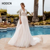 herburnl elegant wedding dress v neck elegant pearl lace high waist beach tulle new bridal dress vestido de casamento