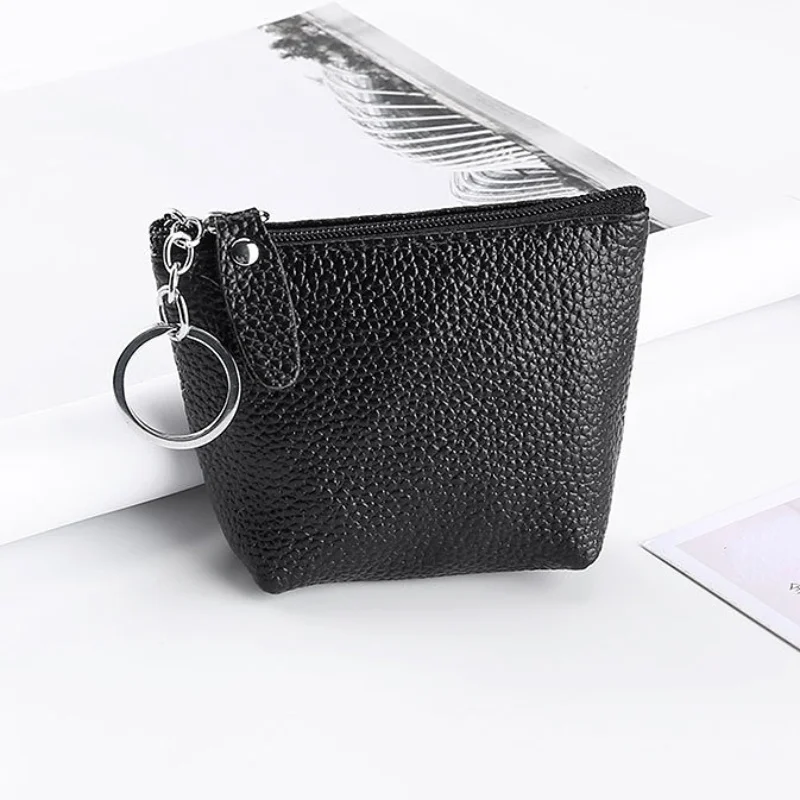

Portable Genuine Leather Coin Purse Women Men Solid Color Vintage Key Card Coin Earphone Holder Wallet Organizer Pouch
