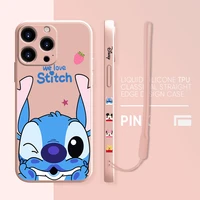 stitch winnie the pooh case for apple iphone 13 12 mini 11 pro max xr xs x liquid silica gel phone capas 8 7 7s plus 6 6s bags