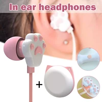 3 5mm in ear cat earphones with microphone earbuds headset storage case bag for ipods smartphone mp3 pc music listening