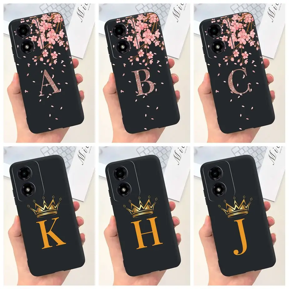 Чехол для Motorola Moto G04 G04s задняя крышка с милыми коронами и буквами мягкие чехлы