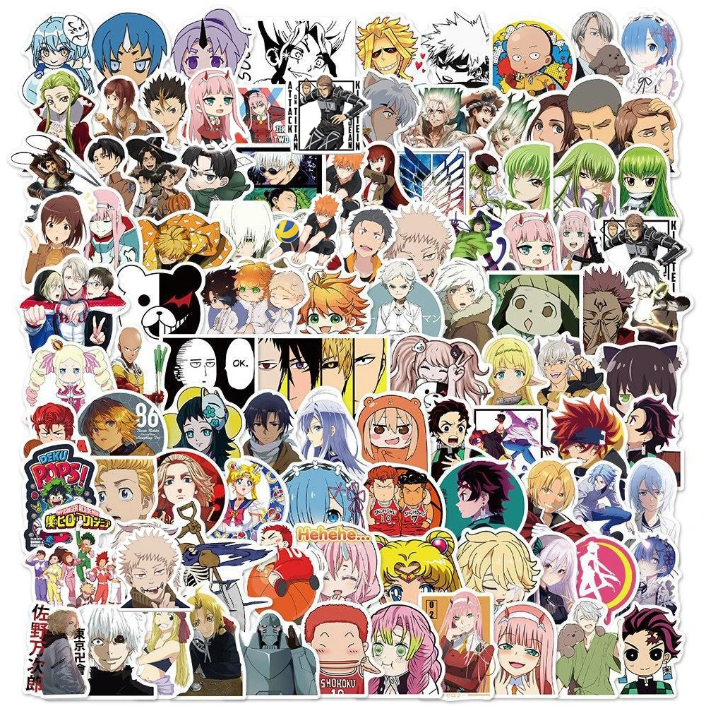 10/30/50/100 шт. Микс Аниме Demon Slayer My Hero Academy Наклейки Мультфильм Наклейка Мотоцикл
