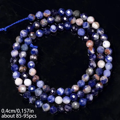 Бусины из натурального камня содалита 2/3/4 мм, маленькие граненые каменные бусины, круглые свободные бусины-разделители для изготовления ювелирных изделий, браслет, ожерелье «сделай сам»