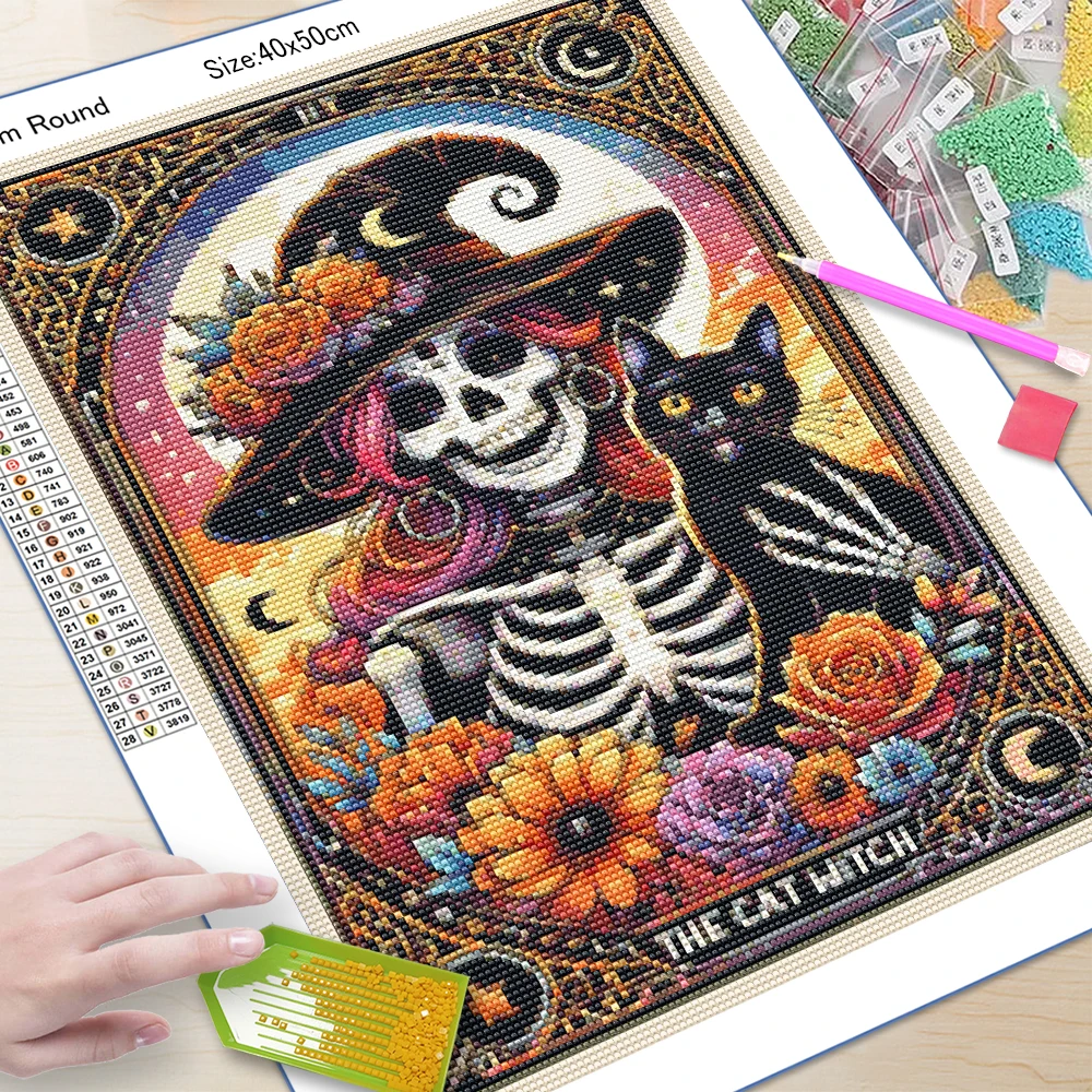 Фото Witch Tarot Diamond Painting DIY Full Round/Square Rhinestone Painting Mosaic Cross Embroidery Set Home Decor Hobby Gift №2