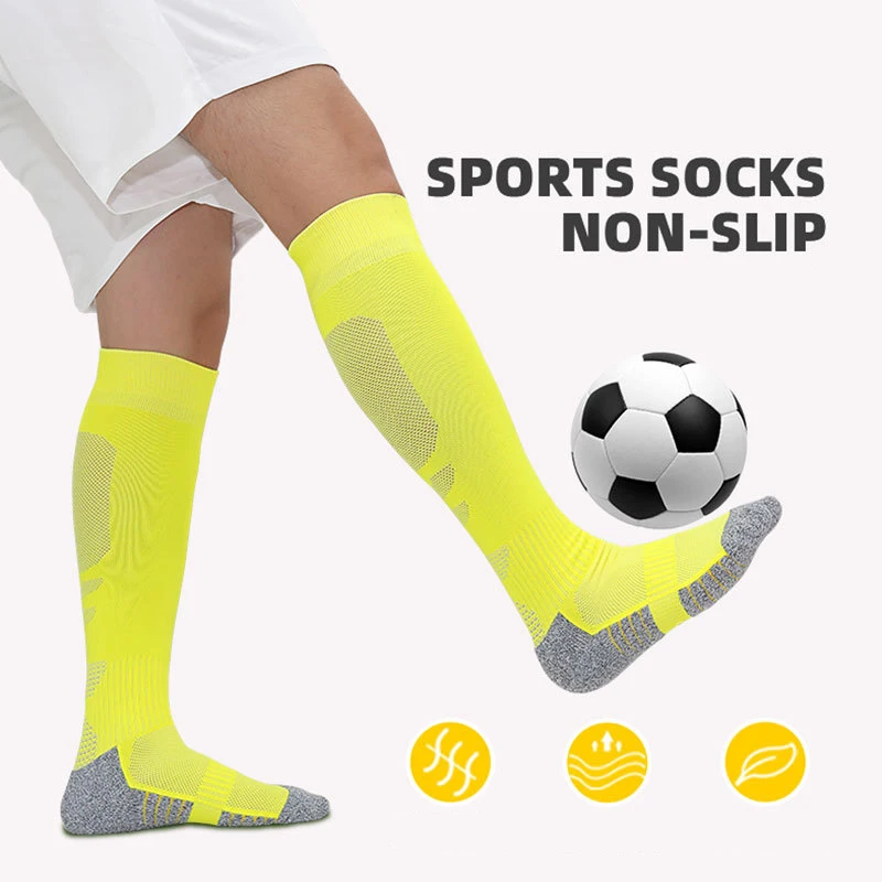 Summer Football Stockings Male Their Towels Bottom anti-slip Socks Male Sweat Absorption Movement knee-high Socks Soccer Socks