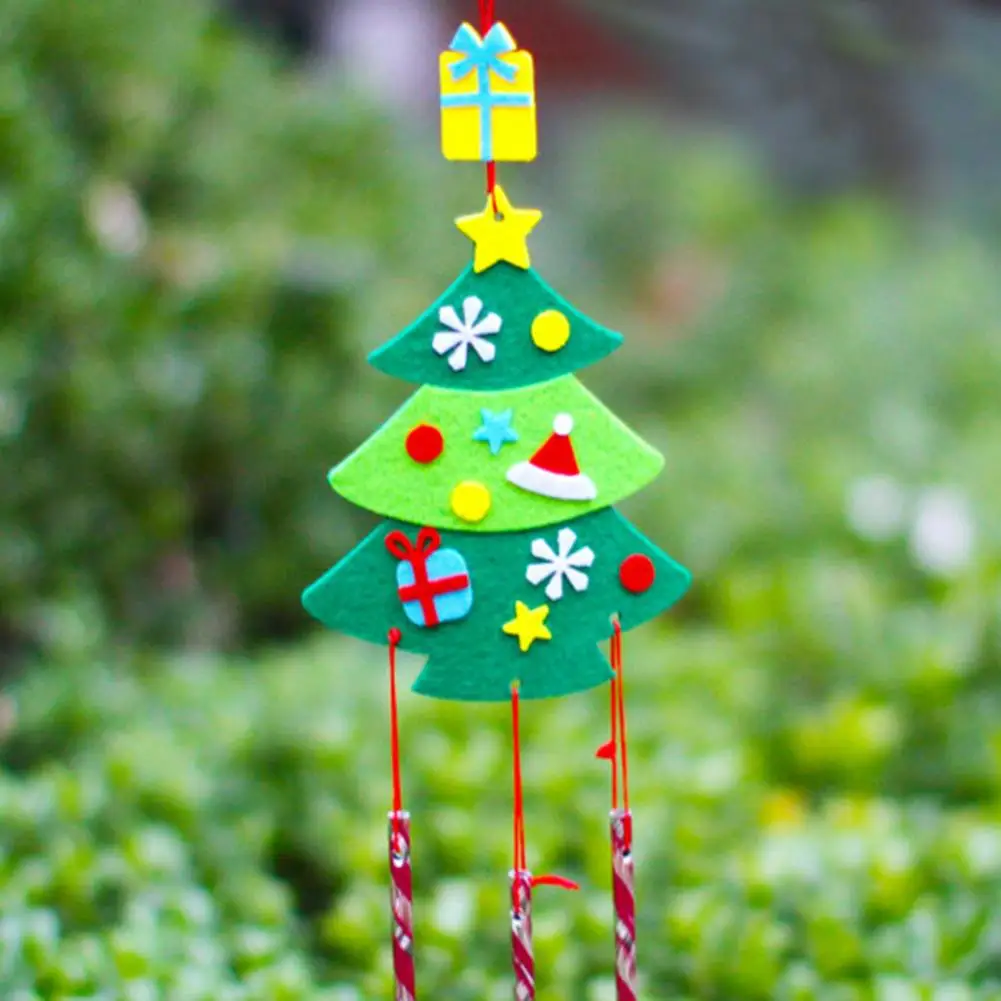 

Праздничный Рождественский ветряной колокольчик с изображением поделок, снеговик, олень, Санта-Клаус, украшение «сделай сам», нетканый Колокольчик для Счастливого праздника