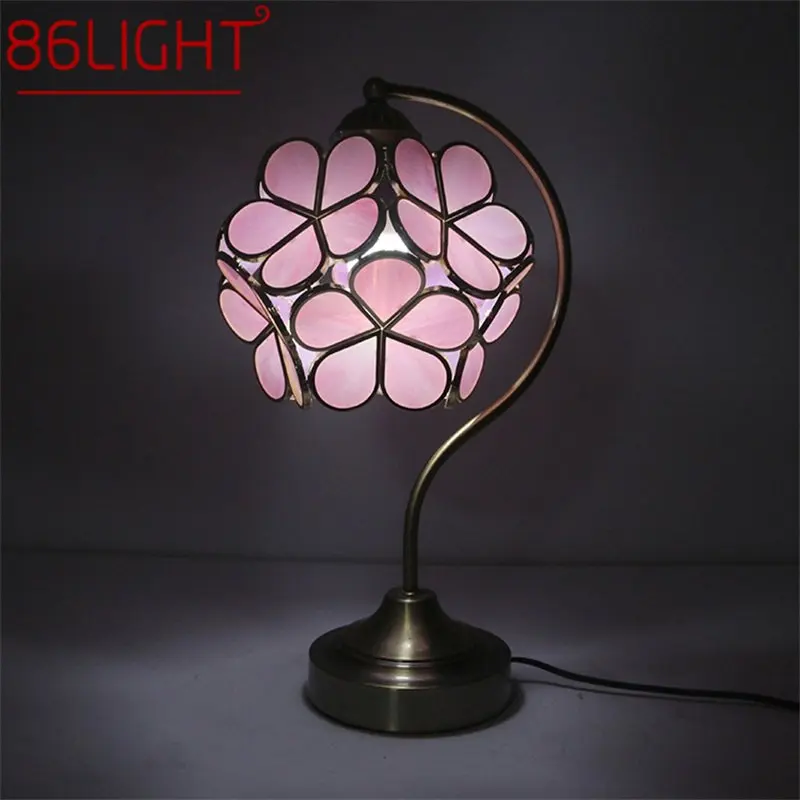 

86LIGHT Tiffany Table Lamp LED Modern Creative Pink Petal Desk Light For Home Living Room Bedroom Bedside Decor