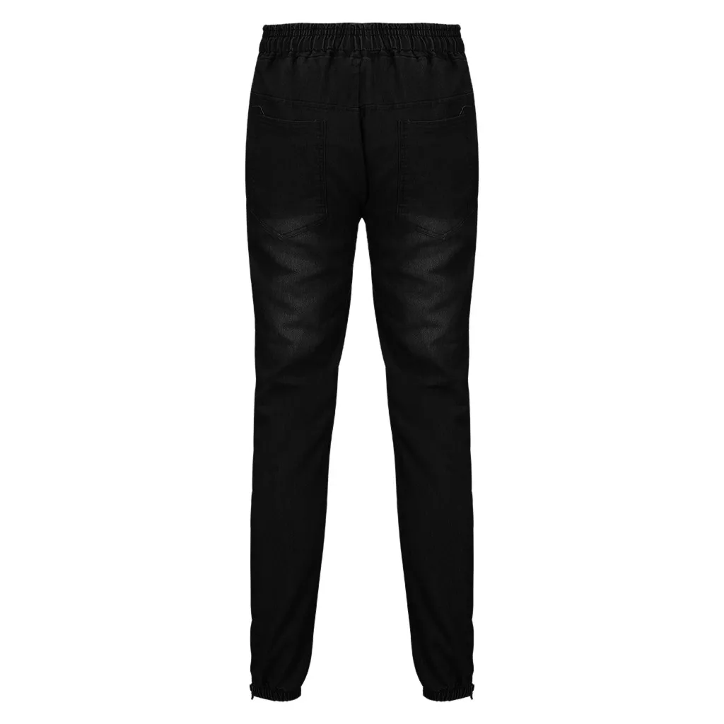 Men Fashion Casual Short Trousers Pure Colour Jean With Zipper Pocket Jean Trouser Solid Fashion Jean