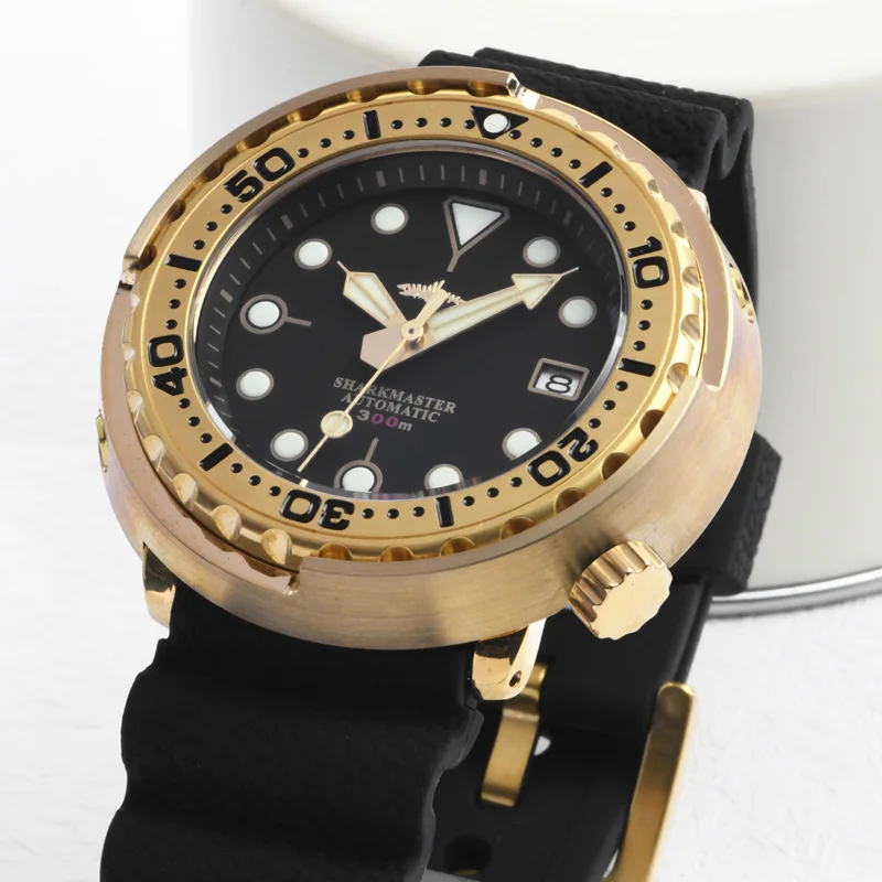 Фото Часы Heimdallr Watch Bronze Tuna 44MM с черным циферблатом, ретро-дизайном, люминесцентным покрытием, сапфировым стеклом, водонепроницаемостью до 200 м, автоматическим механическим механизмом NH35. №3