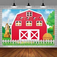 Photography Backdrop Birthday Party Supplies Farm Red Barn Door Banner Props Photo Booth Baby Shower Decoration Background