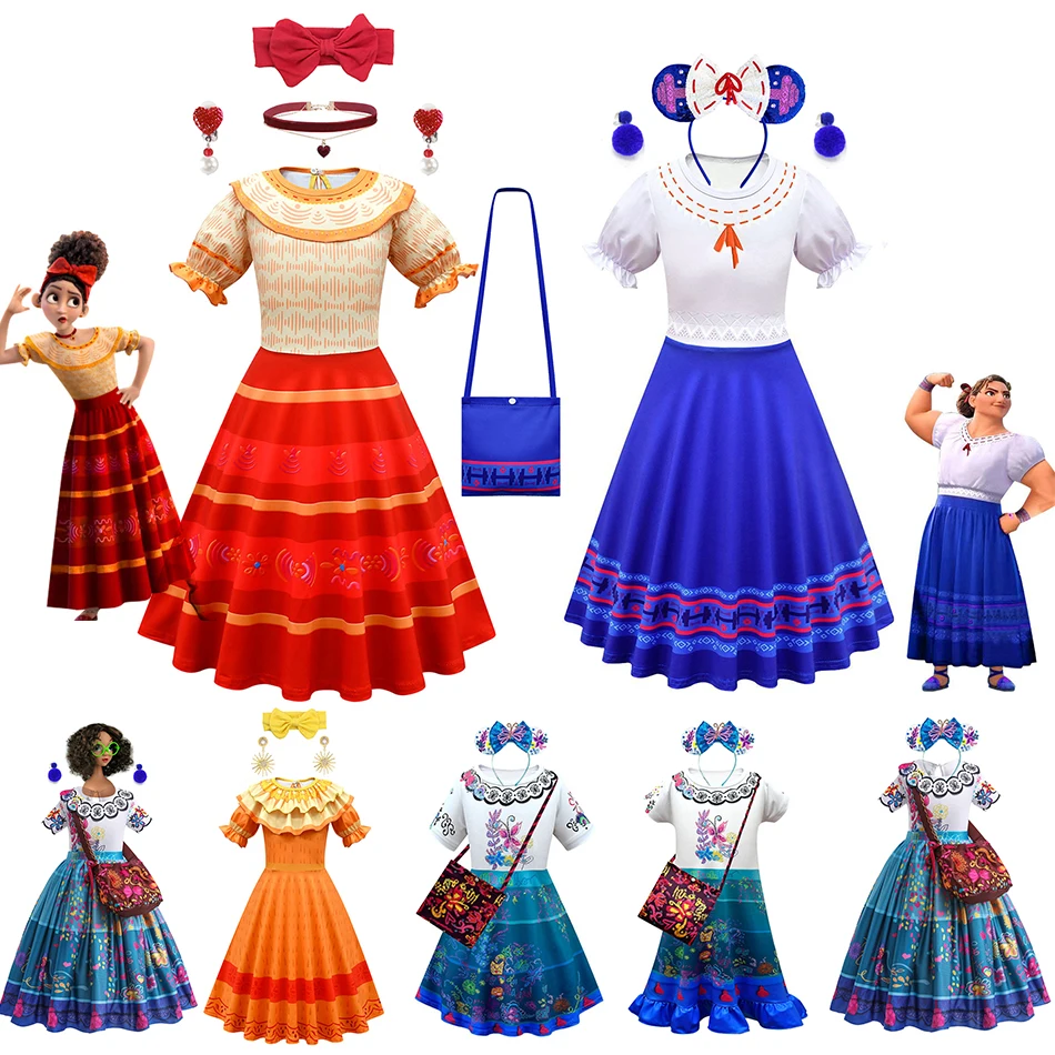 

Disney Encanto Cartoon Isabela Mirabel Charm Costume Madrigal Princess Dress For Girls Children Dolores Louisa Party Dresses