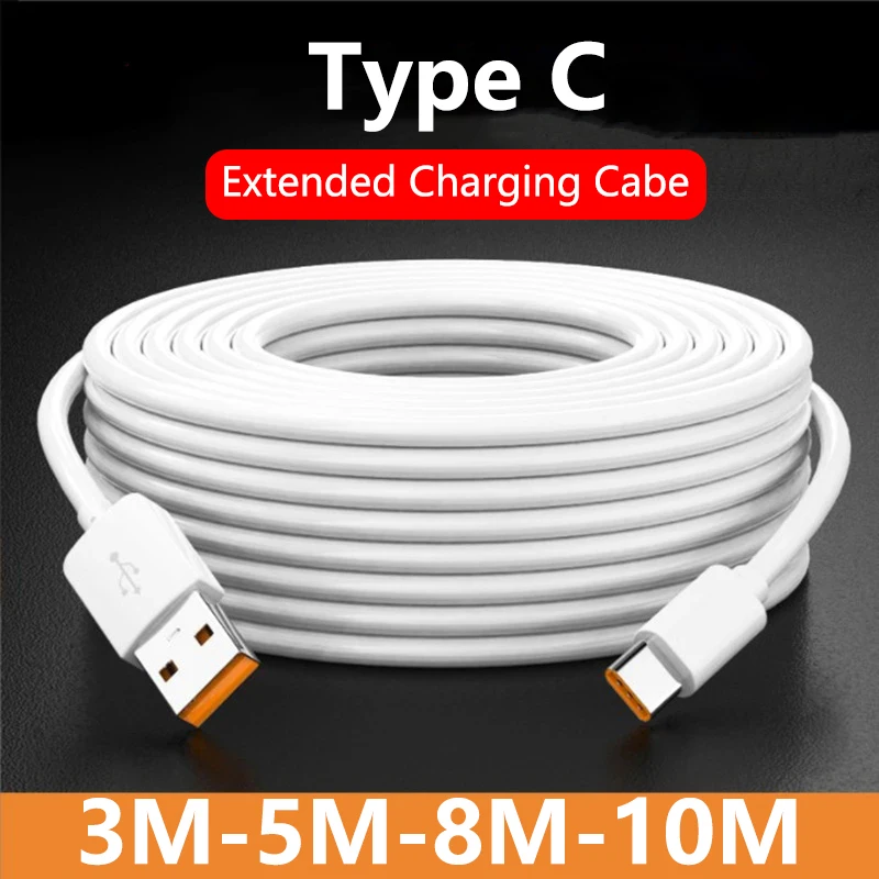 

Супердлинный зарядный кабель USB Type-C для телефонов Samsung, Xiaomi, Huawei, Android, 3 м, 5 м, 8 м, 10 м, универсальное быстрое зарядное устройство, провод, кабел...