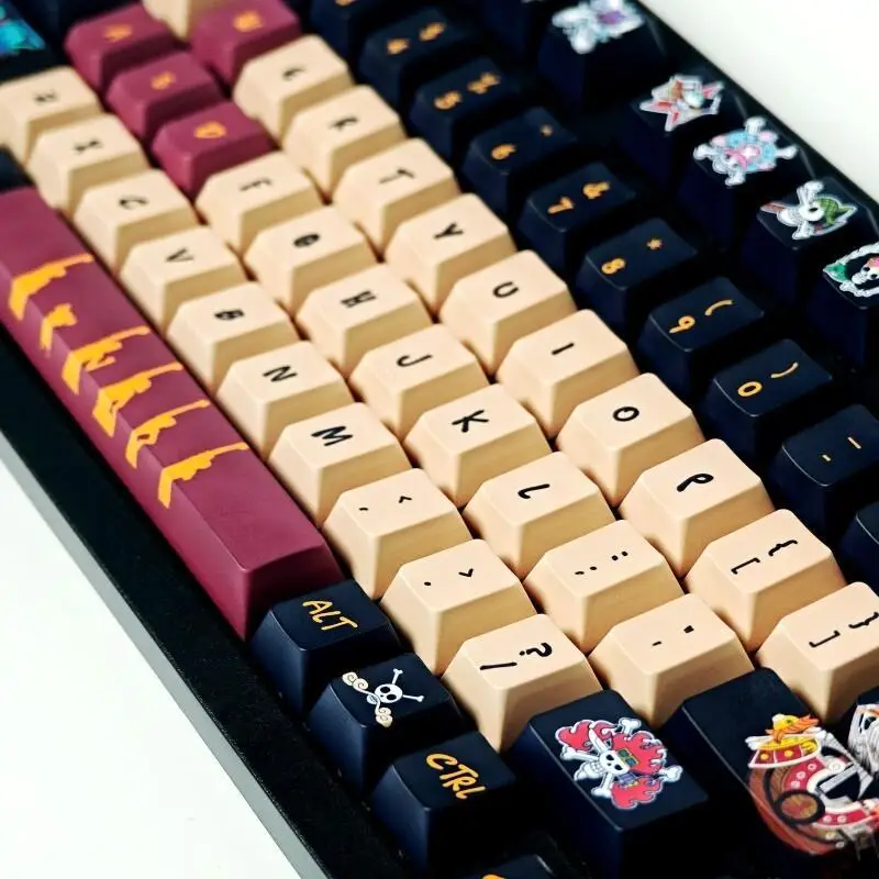 Фото Набор кейкапов BANDAI One Piece Monkey D. Luffy, PBT, сублимационная печать, для игровой и офисной механической клавиатуры, оригинальный дизайн №2