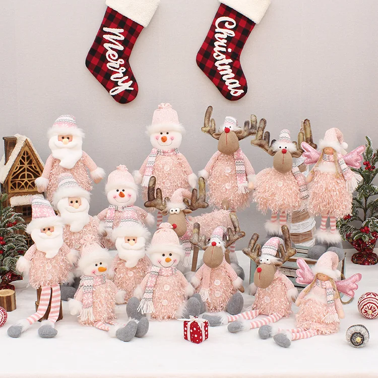 

66/45/33 см Розовая кукла, Рождественское украшение для дома, Санта-Клаус, снеговик, искусство для нового года, подарок, окно, гостиница, торговы...