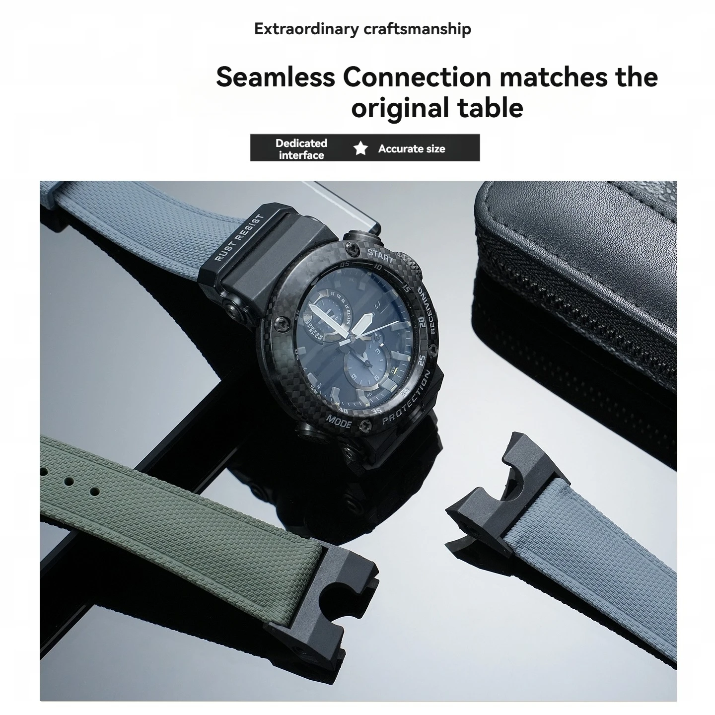 Фото Высококачественный ремешок из фторкаучука GWRB1000 для Casio G-SHOCK Gravitymaster 5588 GWR-B1000, водонепроницаемый, без пыли, специальный ремешок №3