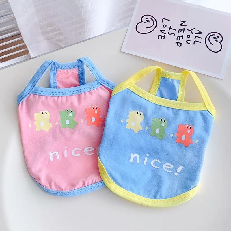 

Summer Pet Dogs Clothes Cute Cartoon Dinosaur Dogs Vest Teddy Bichon Puppy Small Medium Dogs Clothing Yorkshire Outfit