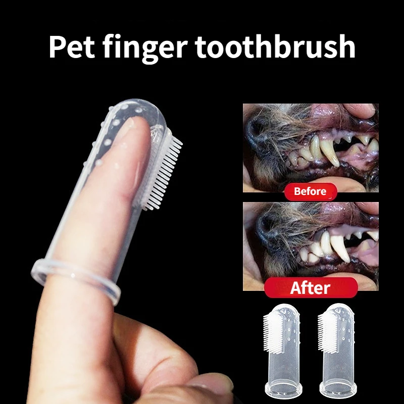 

Hot Sales Dog Cat Cleaning Supplies Soft Pet Finger Toothbrush Teddy Dog Brush Addition Bad Breath Teeth Care Dog Accessories