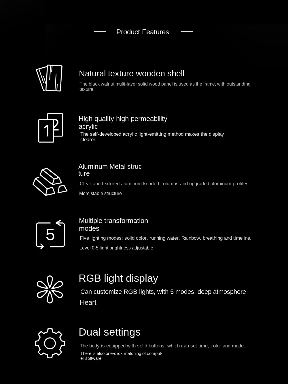 EM | RGB Светящиеся трубчатые часы набор для самостоятельной сборки настольное