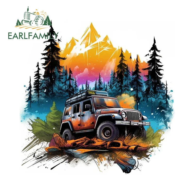 

EARLFAMILY для кемпинга, путешествий, костра, горная ночь, наклейки для автомобиля, Стайлинг автомобиля, модные наклейки, устойчивые к царапинам аксессуары