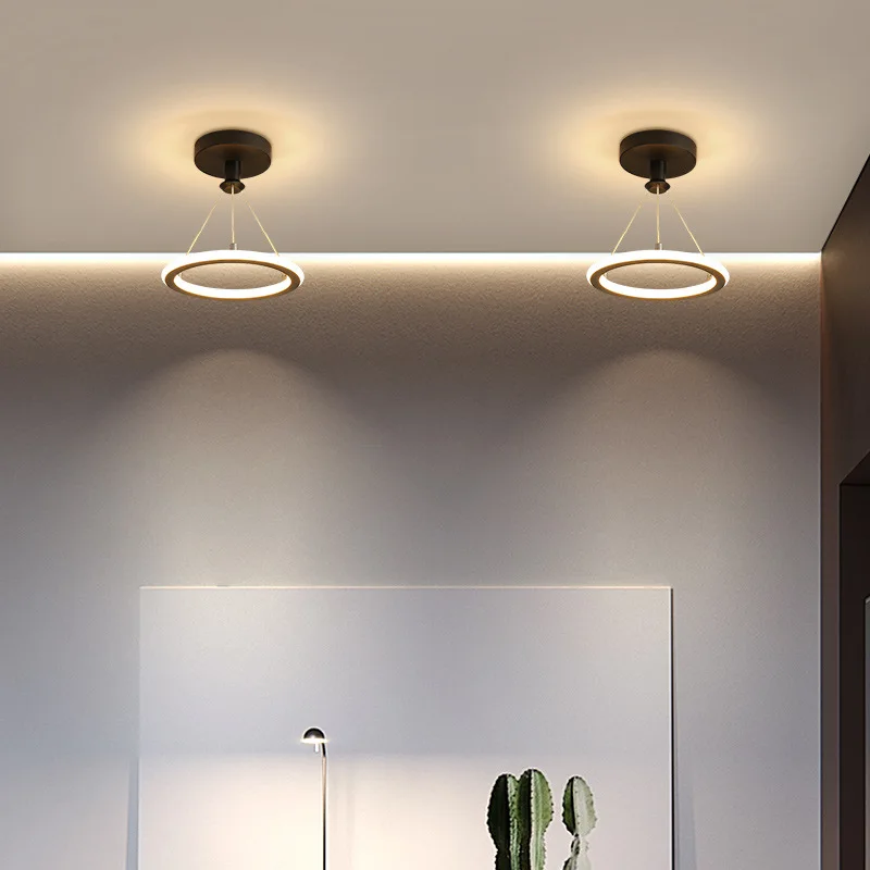 

Светильник в современном стиле для коридора, Скандинавская простая Светодиодная лампа для прихожей, балкона, потолочная лампа для гостиной, спальни, домашнее освещение