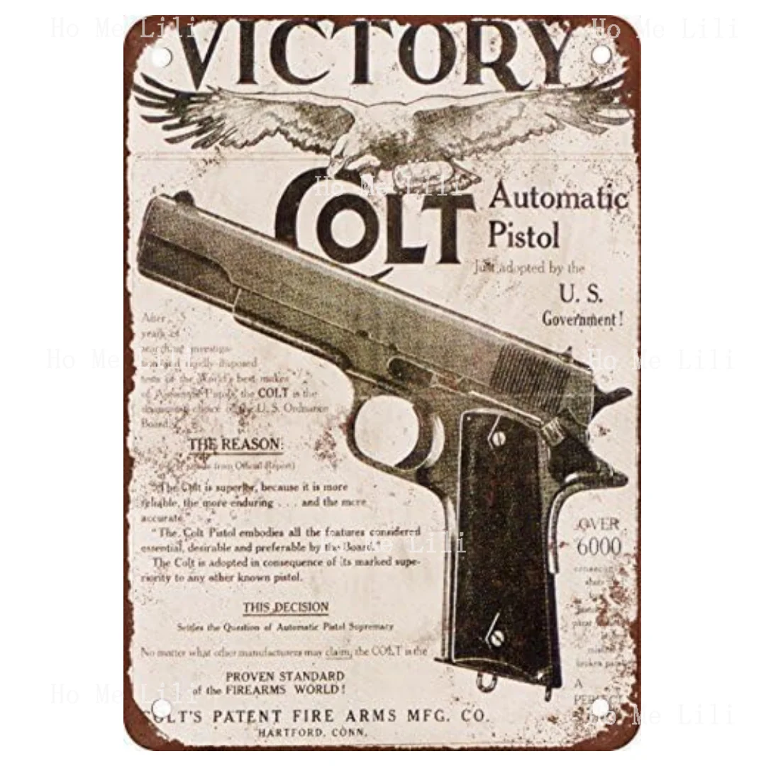 Винтажный металлический жестяной знак Colt M1911 настенное украшение для гаража