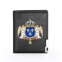 classic french angel design printing leather wallet men women billfold slim credit cardid holders inserts short purses