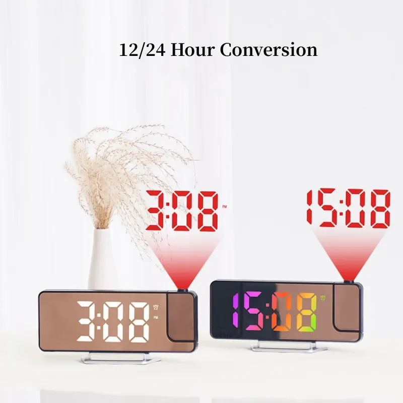 Проекционные цифровые будильники 180° ° Вращение время температура проектор