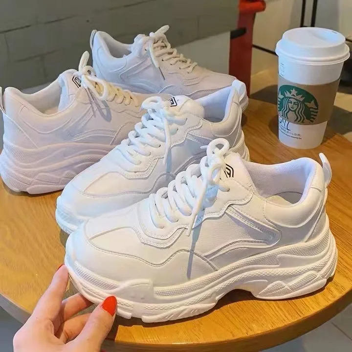 

Chunky Sneakers for Women Lace-Up White Vulcanize Shoe Casual Fashion Dad Shoes Platform Sneaker Zapatillas Mujer 2023