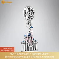 volayer 925 sterling silver beads castle charms fit original pandora bracelets or necklaces
