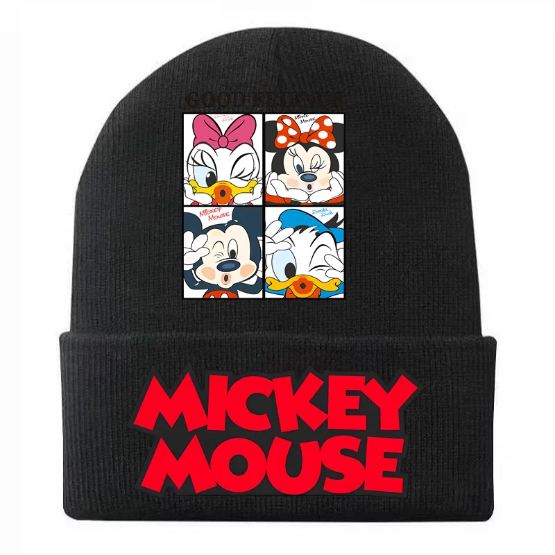 Милая Детская шерстяная вязаная шапка для защиты ушей с Микки и Минни Маус