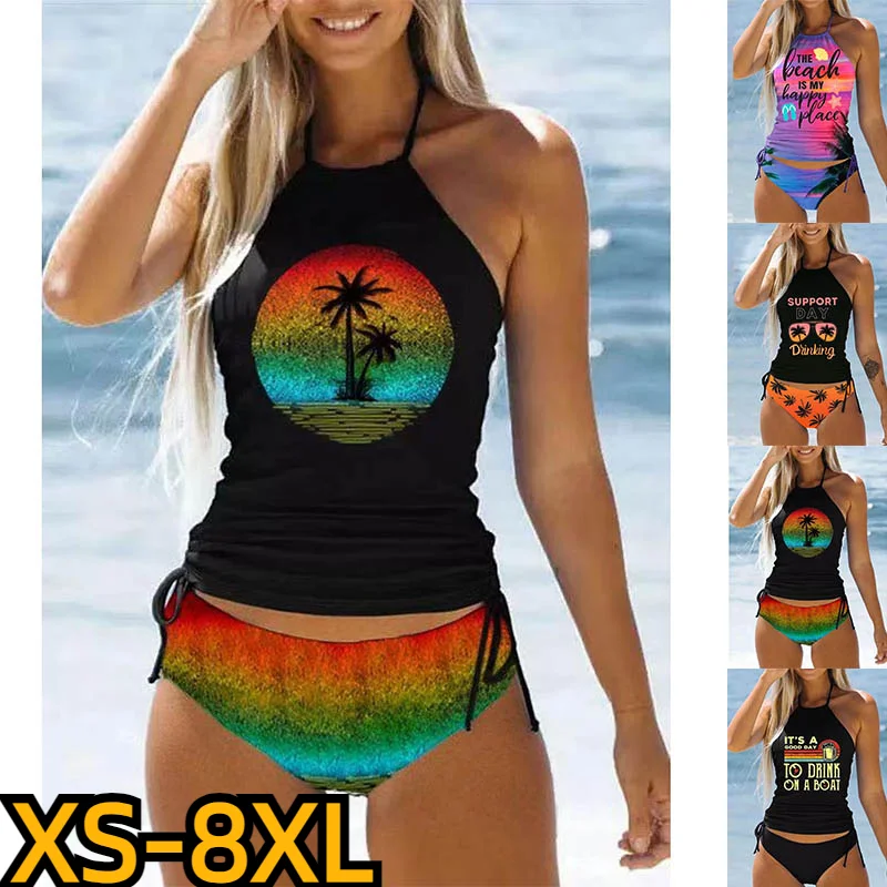 

2023 Tankiny Sexy Swimwear Summer Tankini Women's Beach Swimwear Fashion Print Tankini Two Piece Beach Suit Fashion Swimwear