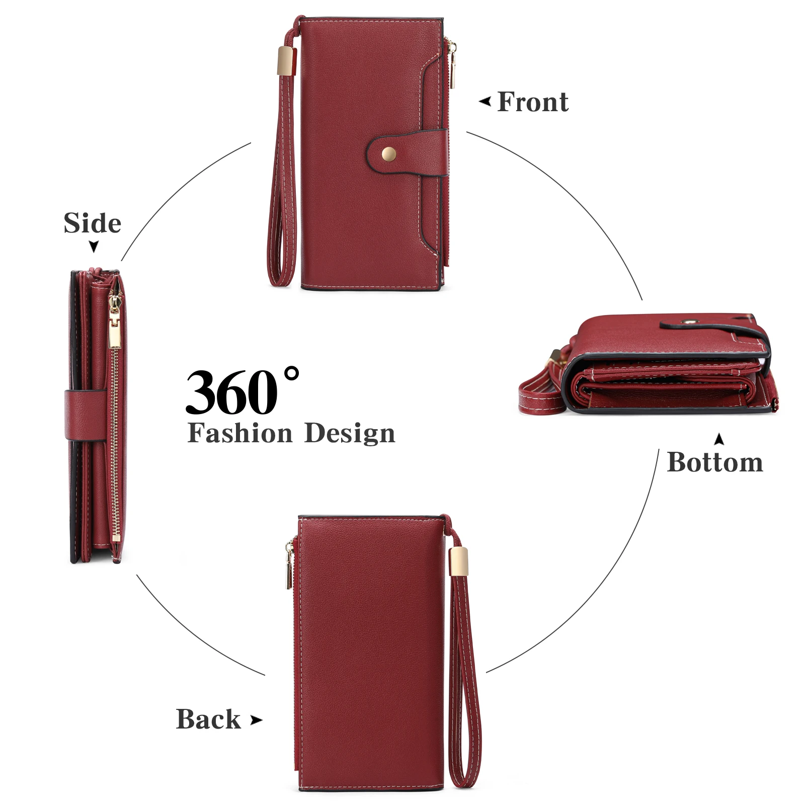 Wristband Women Long Clutch Wallet Large Capacity Wallets Female Purse Phone Pocket Card Holder Lady Purses