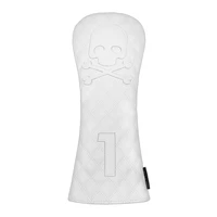 skeletons white pu leather golf club headcover fairway wood driver cover