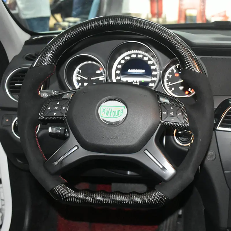 

100% Real Carbon Fiber/Leather/Alcantara Car Steering Wheel For Mercedes-benz C-Class CGI