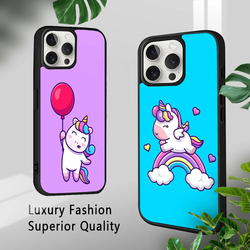 Милый чехол для телефона с забавным рисунком U-единорога iPhone 15 14 13 12 11 Pro Xs Max Mini XR X 7
