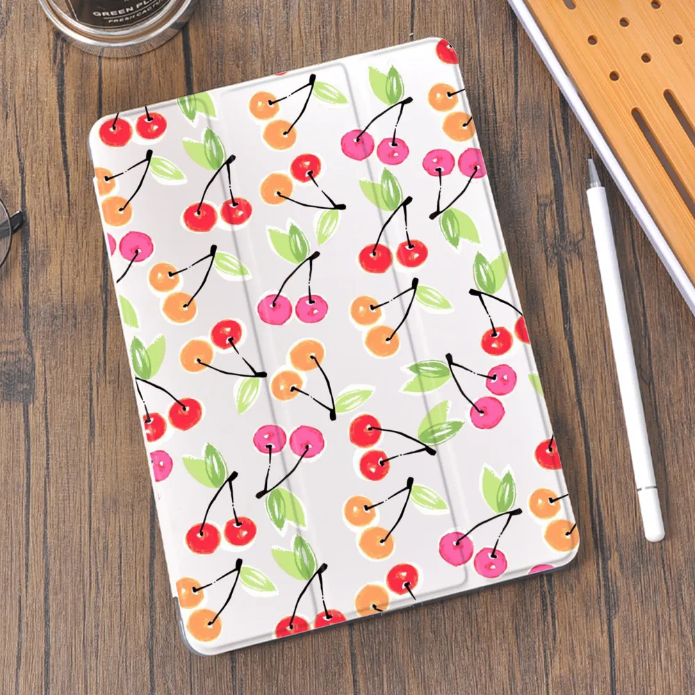 

Cherry Pattern Flower Silicone Cover for Air 4 iPad Case 2020 Cute With Pencil Holder Air 2 Funda 10.2 8th7th Pro 11 12.9 Mini 5