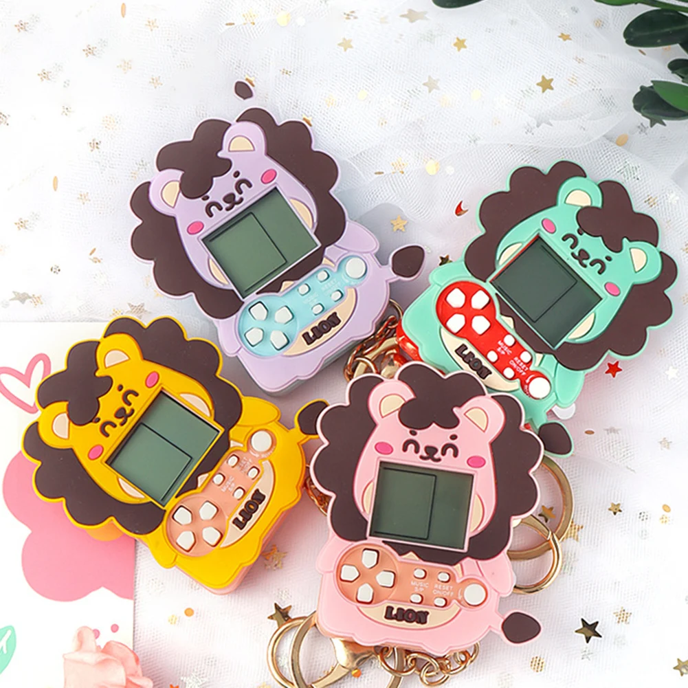 

ABS Handheld Game Console Cute Lion Shaped Nostalgic Toy Convenient Keychain Design Press to Play Kids Intellectual Development