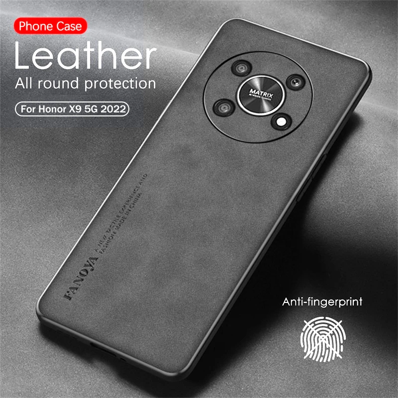 For Honor X9 5G Case Lambskin Leather Back Cover On Honer Honar X9 X 9 5G Soft Frame Camera Protect Fundas HonorX9 5G 2022 6.81"