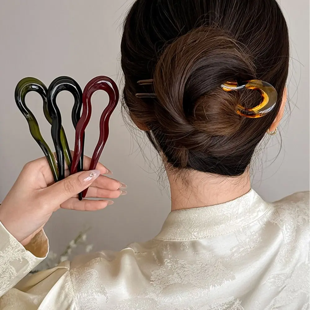 Элегантные U-образные вилки для волос ацетатные геометрические головные уборы