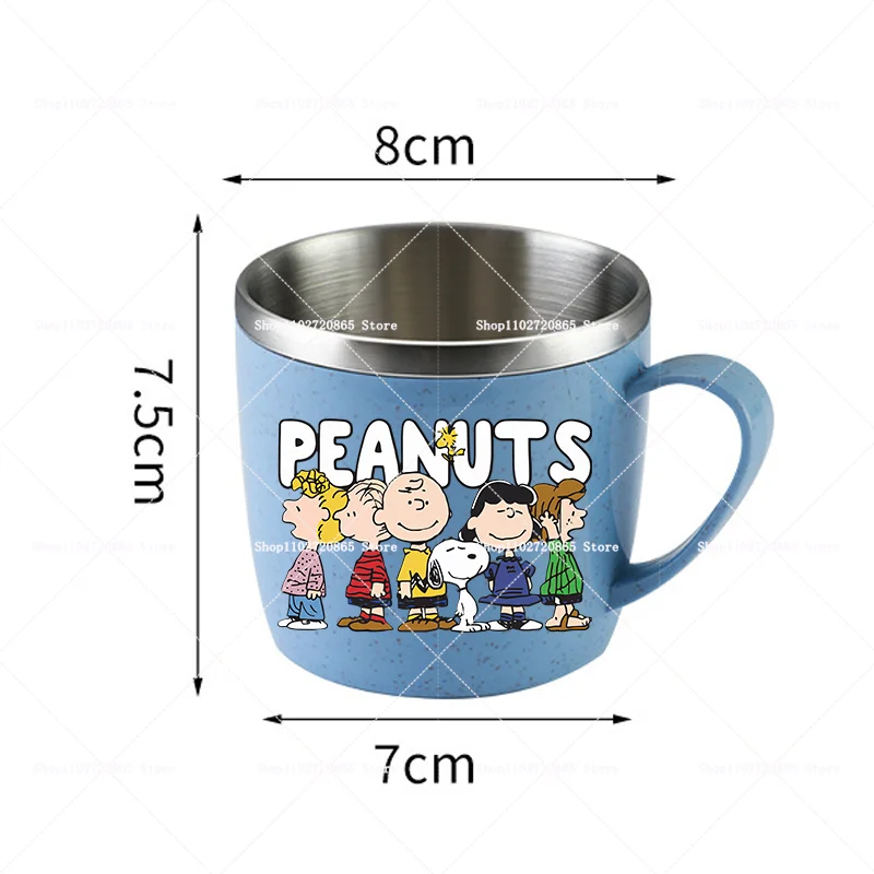 Фото Кружка Snoopys из нержавеющей стали 304 с соломинкой из пшеничного волокна, милая аниме-кружка для кофе, молока, воды, домашняя, противоожоговая, стеклянная, подарок №5