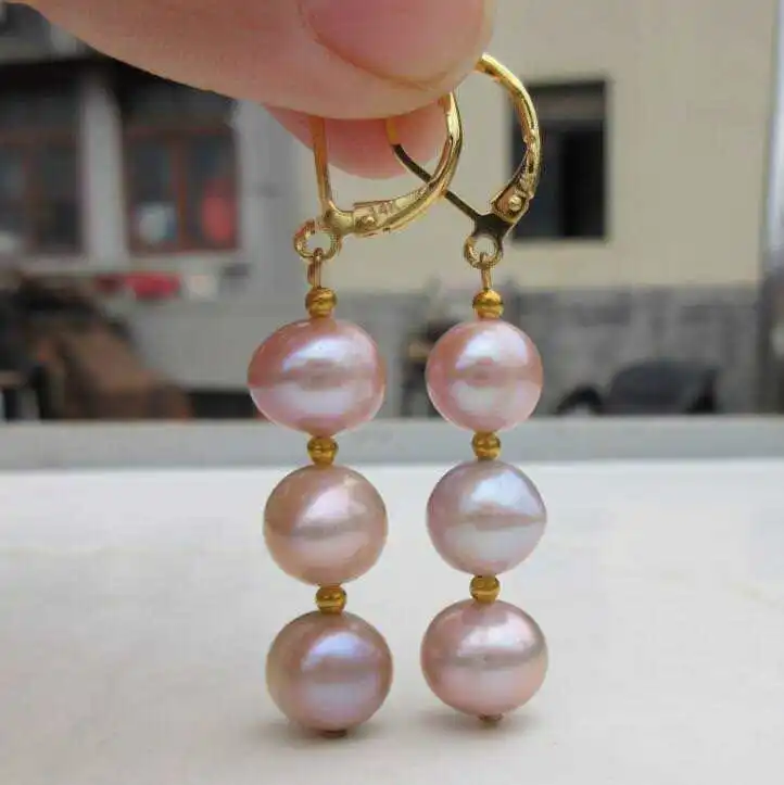 Великолепная пара натуральных невероятных сережек с розовым фиолетовым