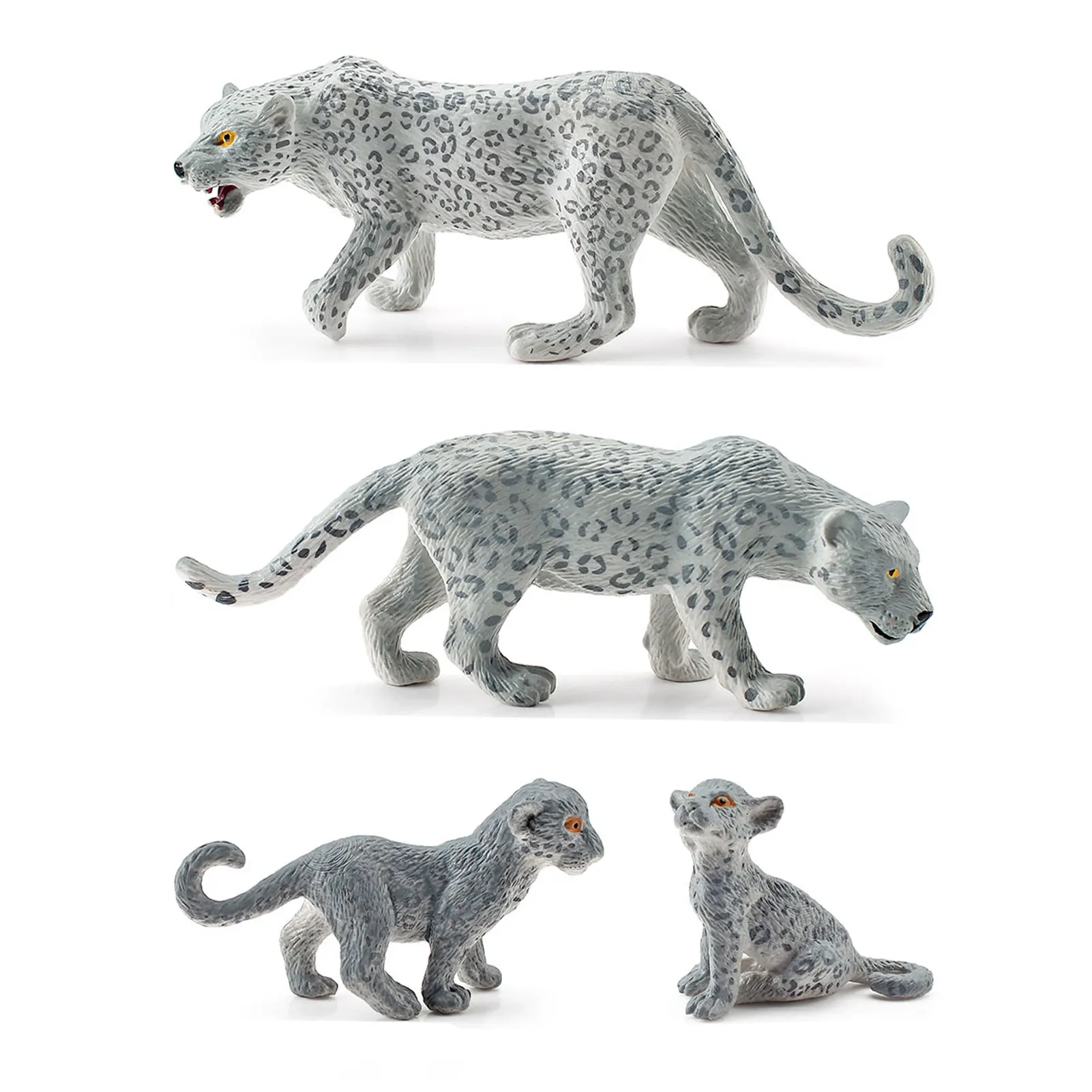 

4 Pieces Realistic Snow Leopards Figurines Highland Animals Figurines Playset Small Animal Figures Jungle Animal Toys Cake