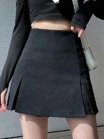 womens simple ins style split bag hip skirt all match high waist slim temperament black culottes mini skirts y2k woman clothes