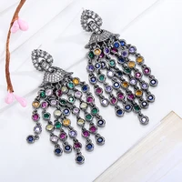 soramoore new facebook ins trendy shiny cz drop dangle long earrings for women wedding bridal jewelry aretes de mujer modernos